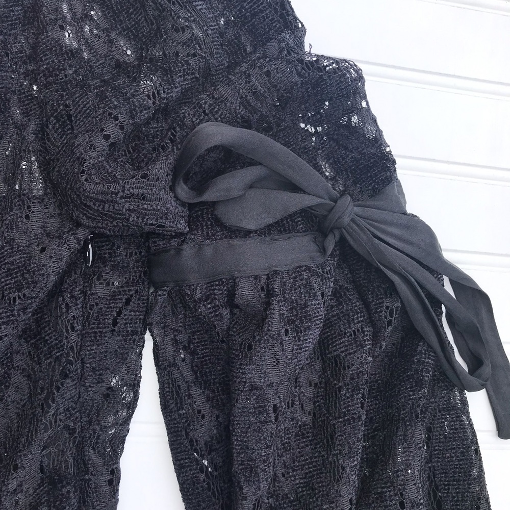 Free People || Black Lace Ruby Mini Dress Size M - Picture 4 of 8